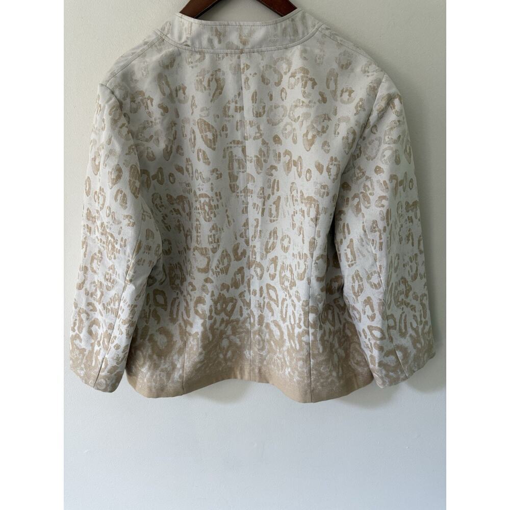 Chicos Jacket Womens Size 3 XL Animal Print Linen Moto Blazer Leopard Open Boho - Picture 8 of 8